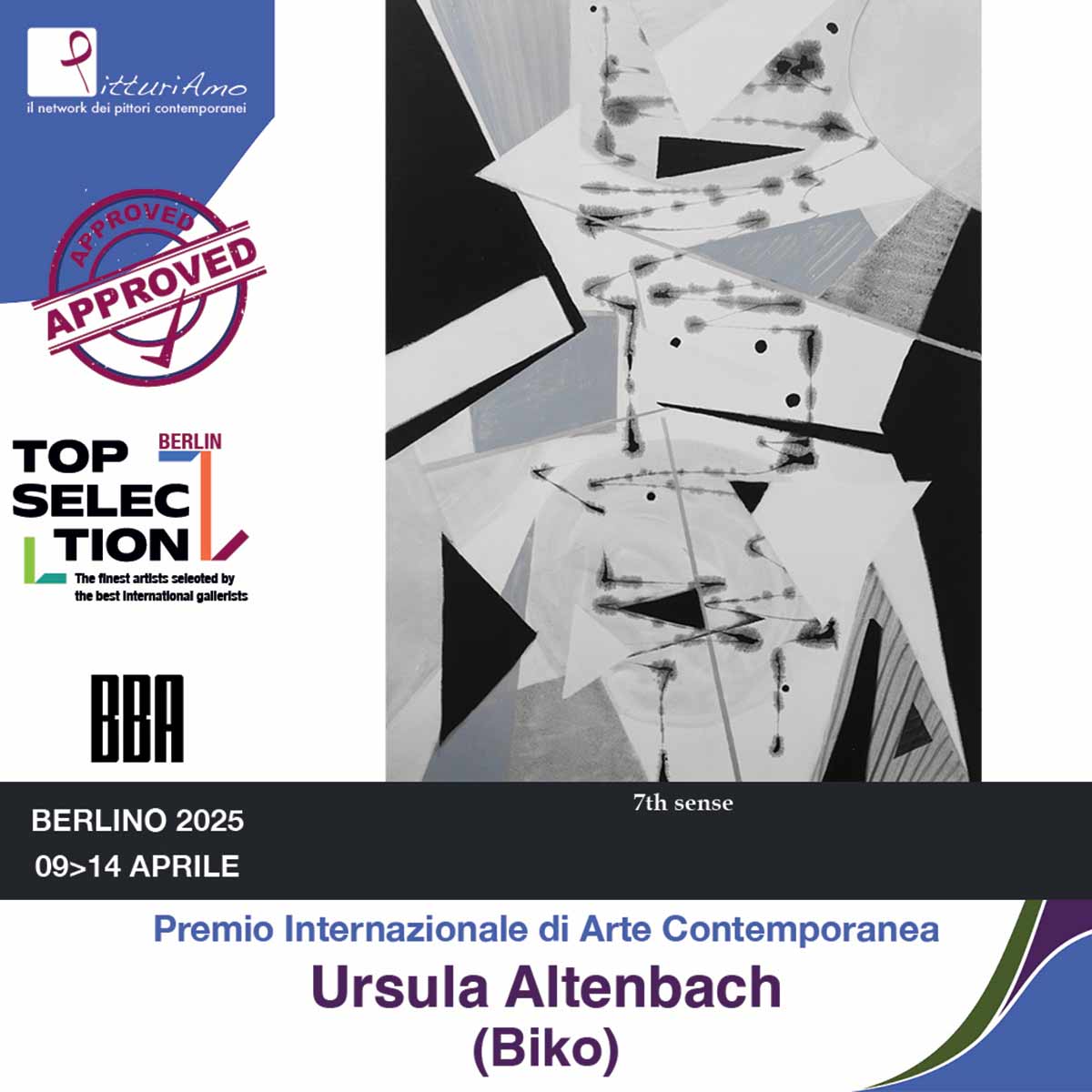 Videoxhibition of the artwork "7th Sense" by contemporary artist Ursula Altenbach (Biko) at the Cartavetra Gallery, Florence, on the occasion of the 2025 Top Selection Berlin Award